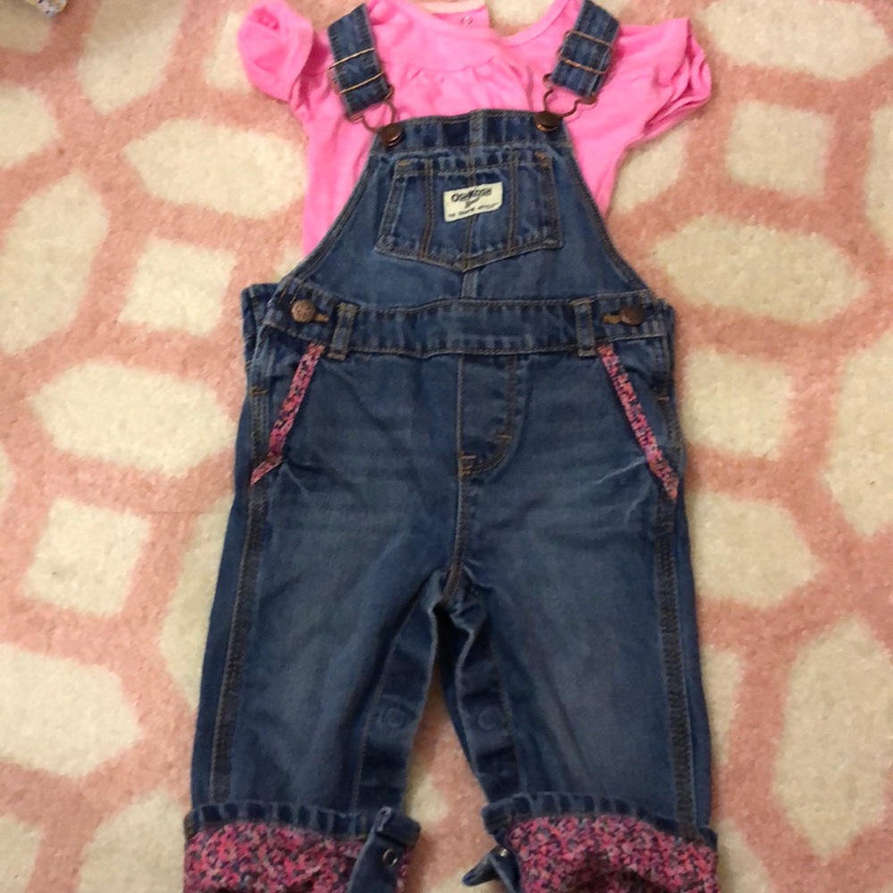 Baby girl overalls and matching onesie
